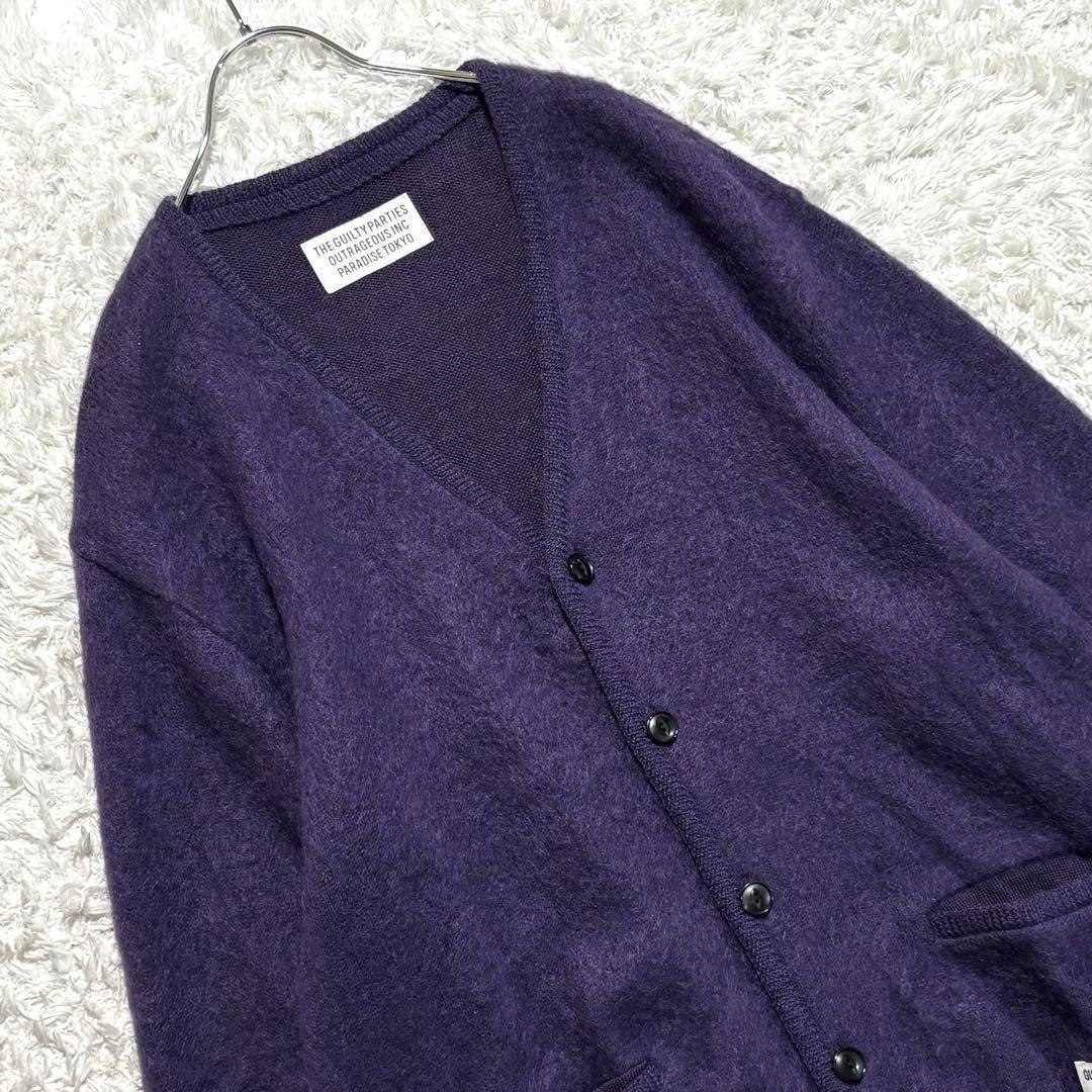 美品】 ワコマリア プレミアム モヘア ニット カーディガン パープル L