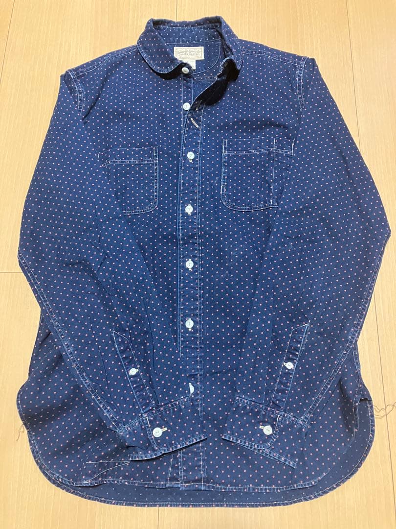 RRL インディゴ ネイビー ドット柄 シャツ S