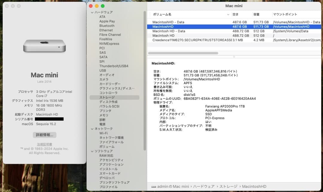 Mac mini Core i7 3.0Ghz 16Gb 新品 SSD 1Tb