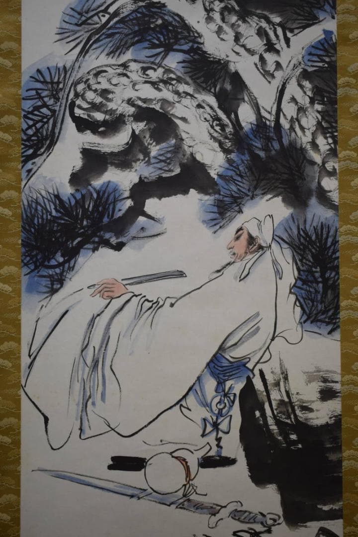 不詳/作者不詳/高士人物図/中国画/唐画/布袋屋掛軸HI-47