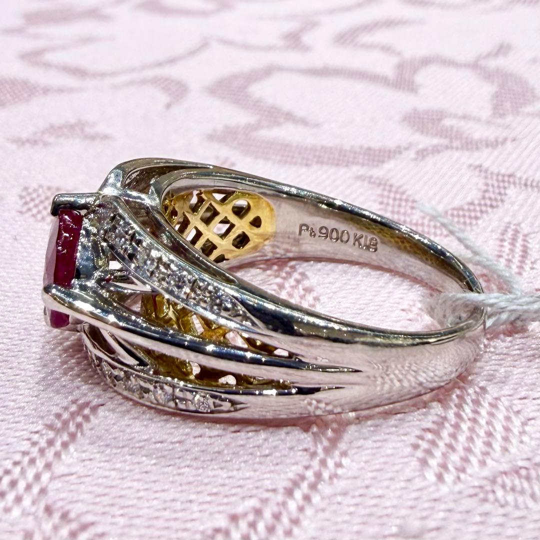 Pt900/K18 ルビー 2.12ct ダイヤモンド 0.20ct リング