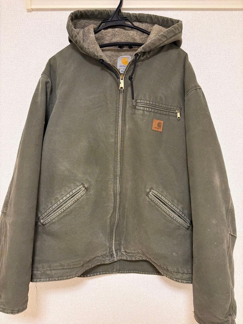 希少最高カラー】カーハート レザーロゴ 裏ボアダックジャケット XL