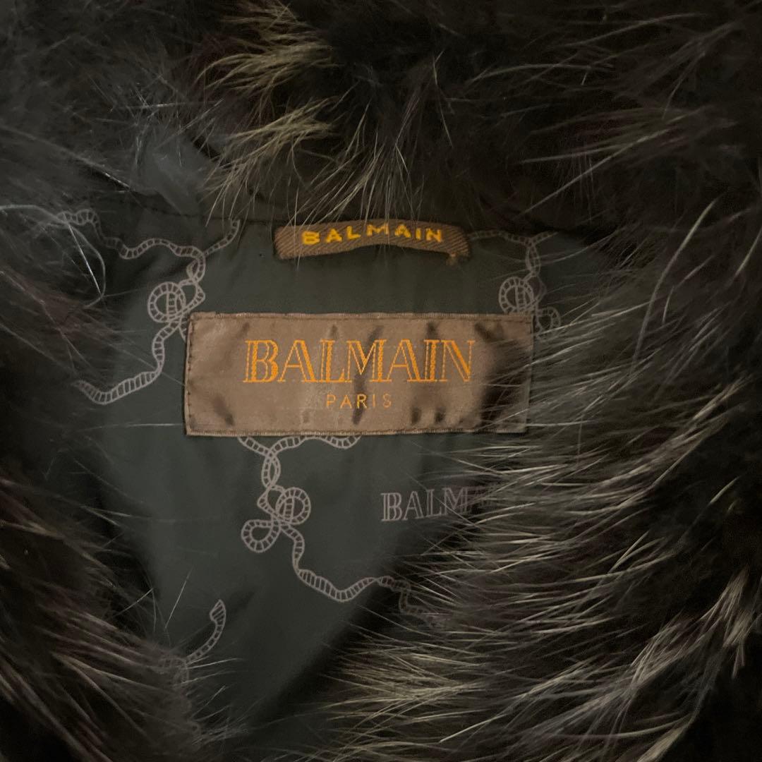 極美品】BALMAIN ダウンコート Aライン ラクーン ロング ブラック L