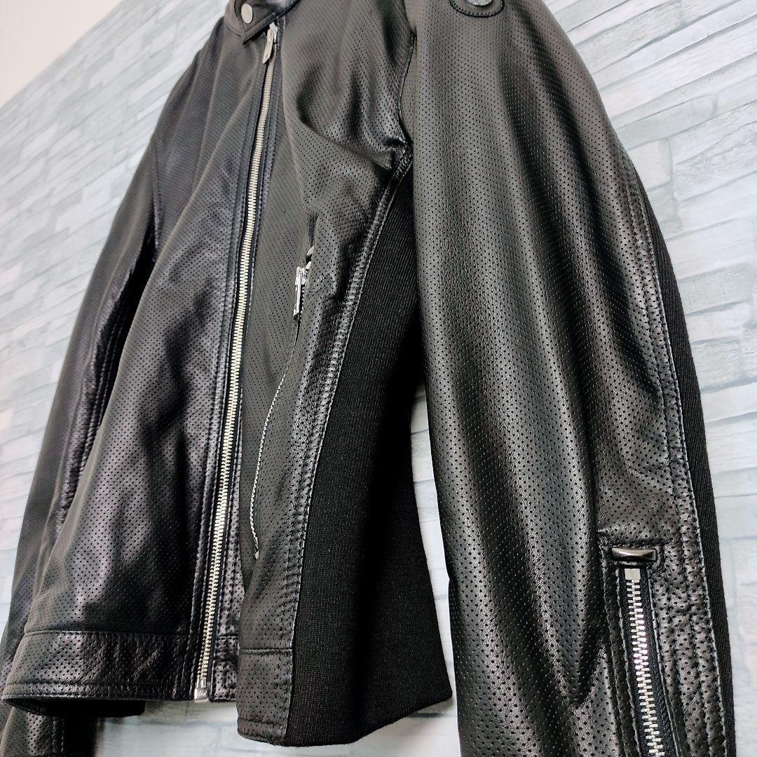 超希少】DIESEL☆シープスキン パンチングレザージャケット M 黒 虎