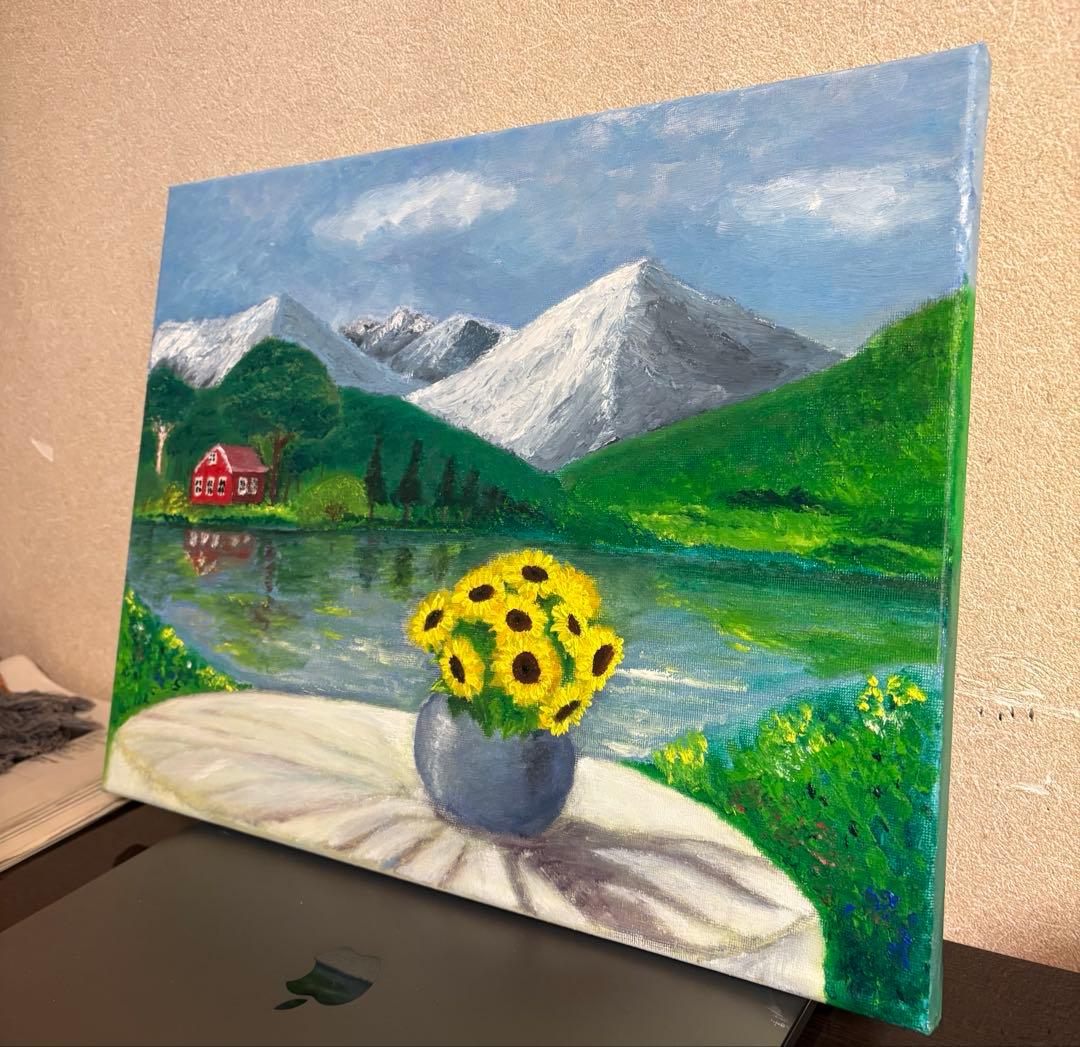 ひまわりのワルツの油彩画