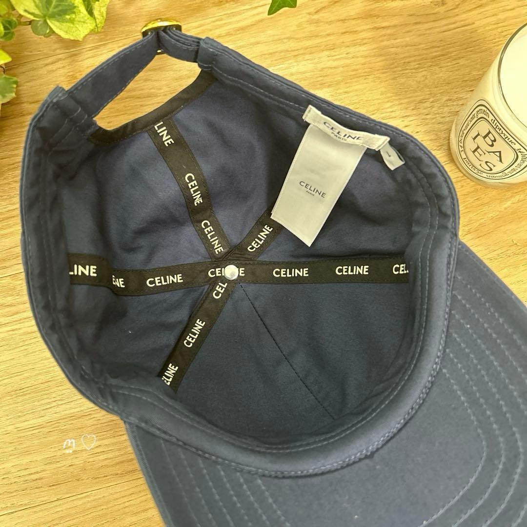 CELINE セリーヌ ベースボールキャップ L ロゴ刺繍 ネイビー 帽子