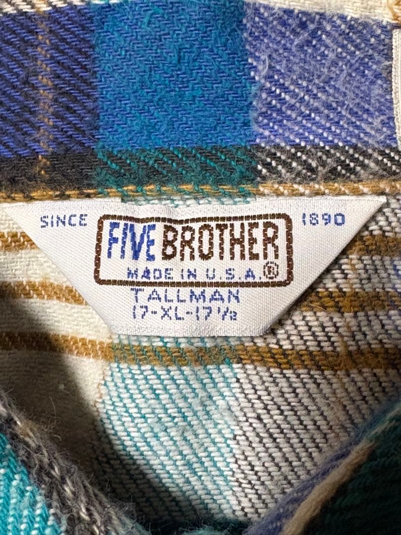80's USA製 FIVE BROTHER フランネルシャツ 三角タグ - メルカリ