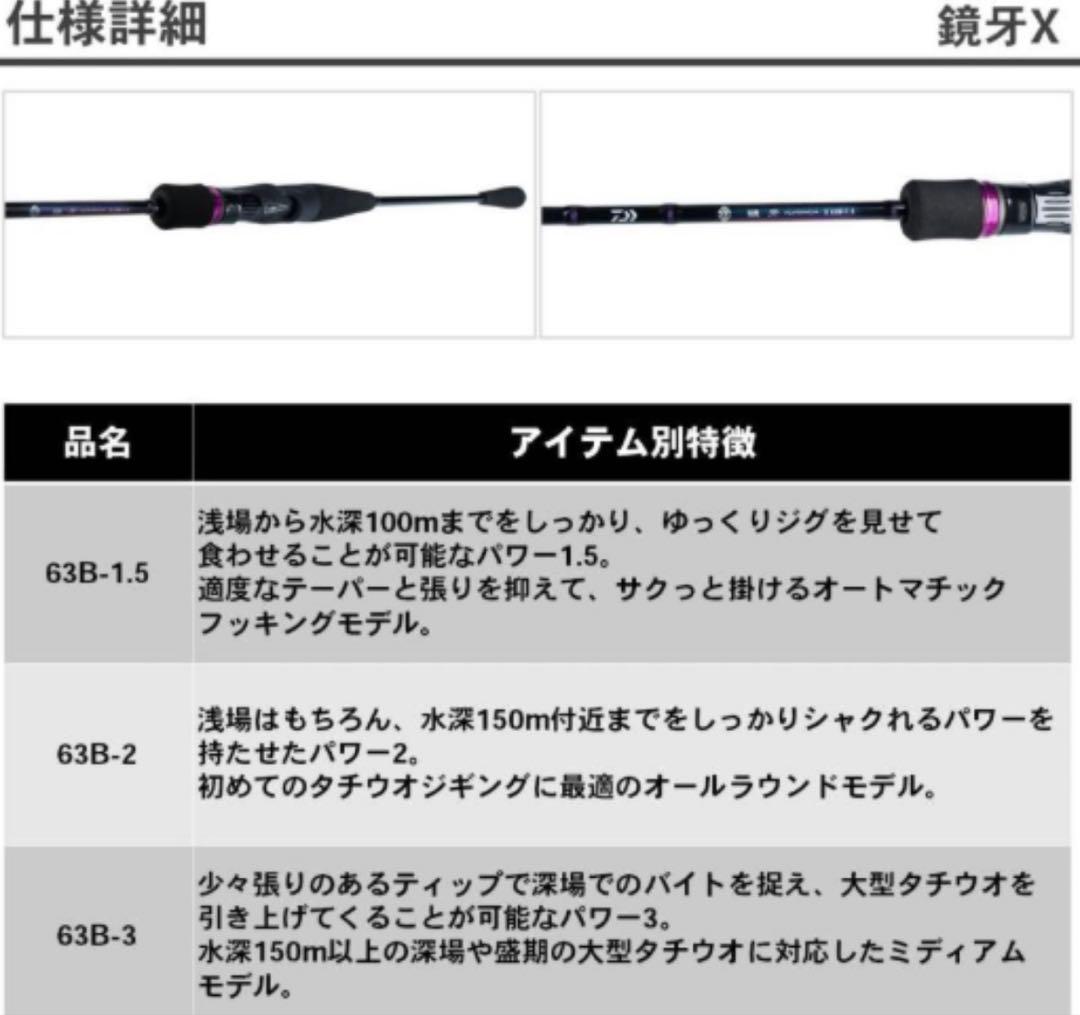 ダイワ 鏡牙 Air -63B-2オフショアロッド パープル スポック船長