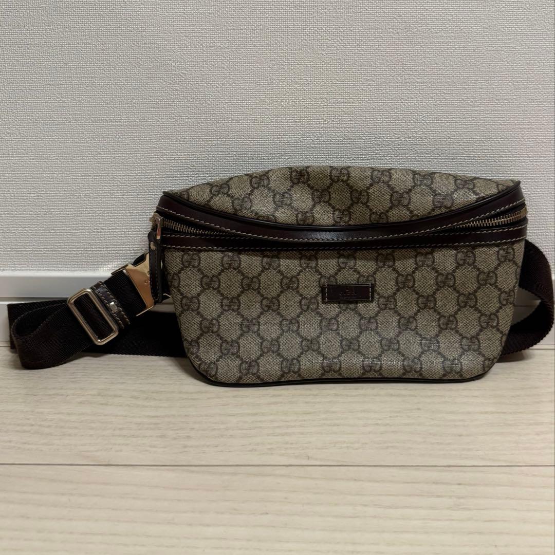 美品】GUCCI グッチ GG柄 ボディバッグ ウエストポーチ ブラウン系