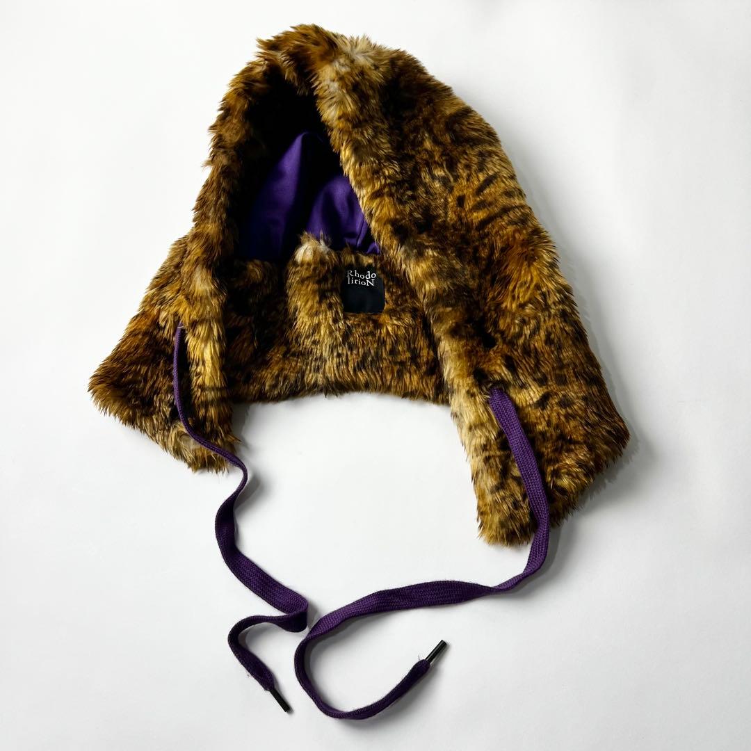 Rhodolirion Eco Fur Hoody Scarf Leopard メンズ