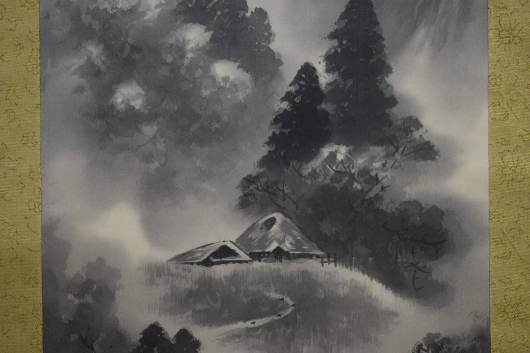 真作/國麗/山水図/布袋屋掛軸HF-518