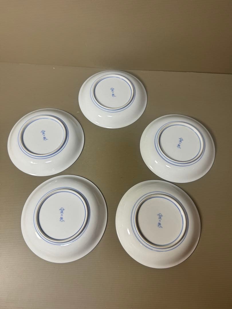 2142 深川製磁 牡丹金ミル 皿 5客 金彩