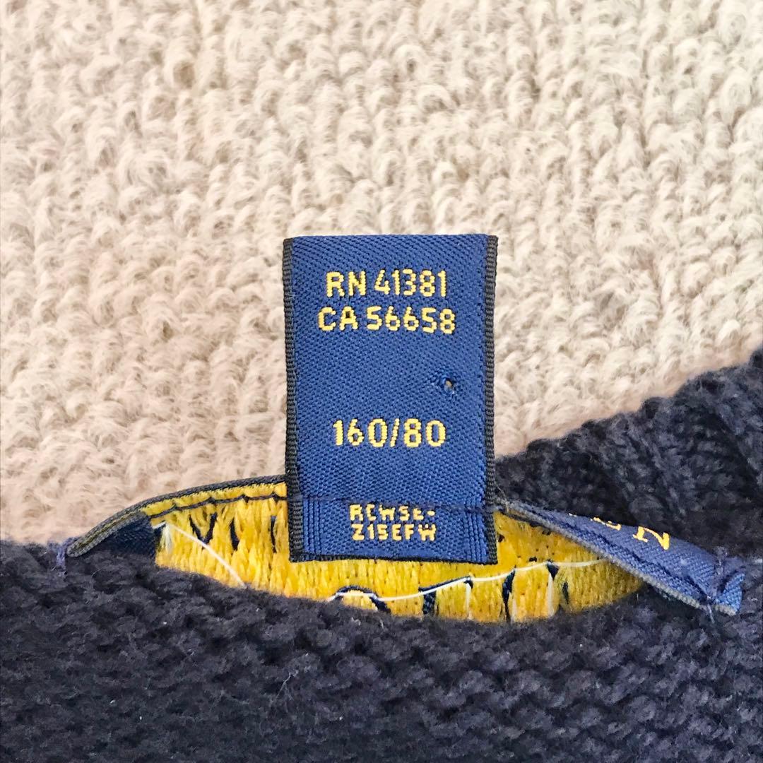 ポロ ラルフローレン ニット セーター ベア 紺 160L 星条旗 S3369