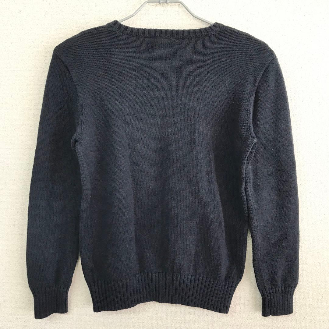 ポロ ラルフローレン ニット セーター ベア 紺 160L 星条旗 S3369