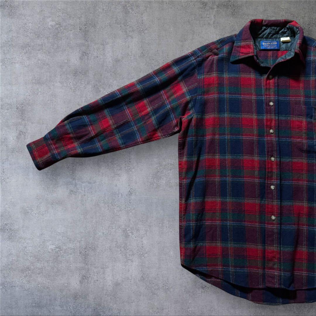 1828】90年代USA製PENDLETONウールシャツ雰囲気系チェック好配色