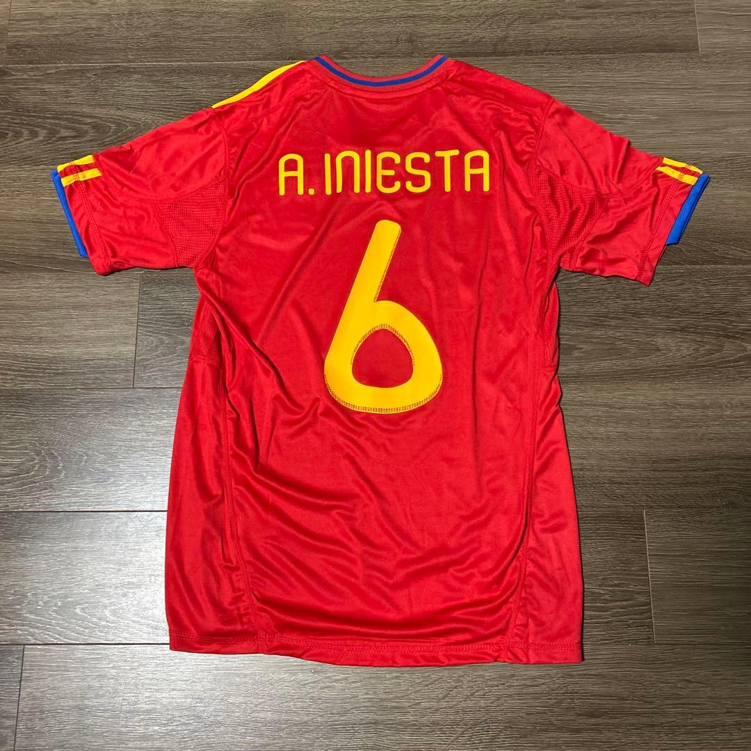 【未使用タグ付】イニエスタ　ユニフォーム　スペイン代表 adidas スペイン代表 2016 ユニフォーム ホーム 半袖 ジュニア #6