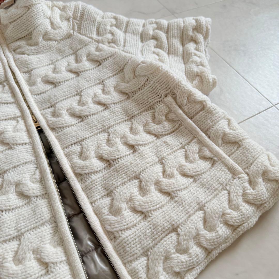 美品☆HERNO ケーブルニット切替 異素材コンビ ダウンジャケット 42