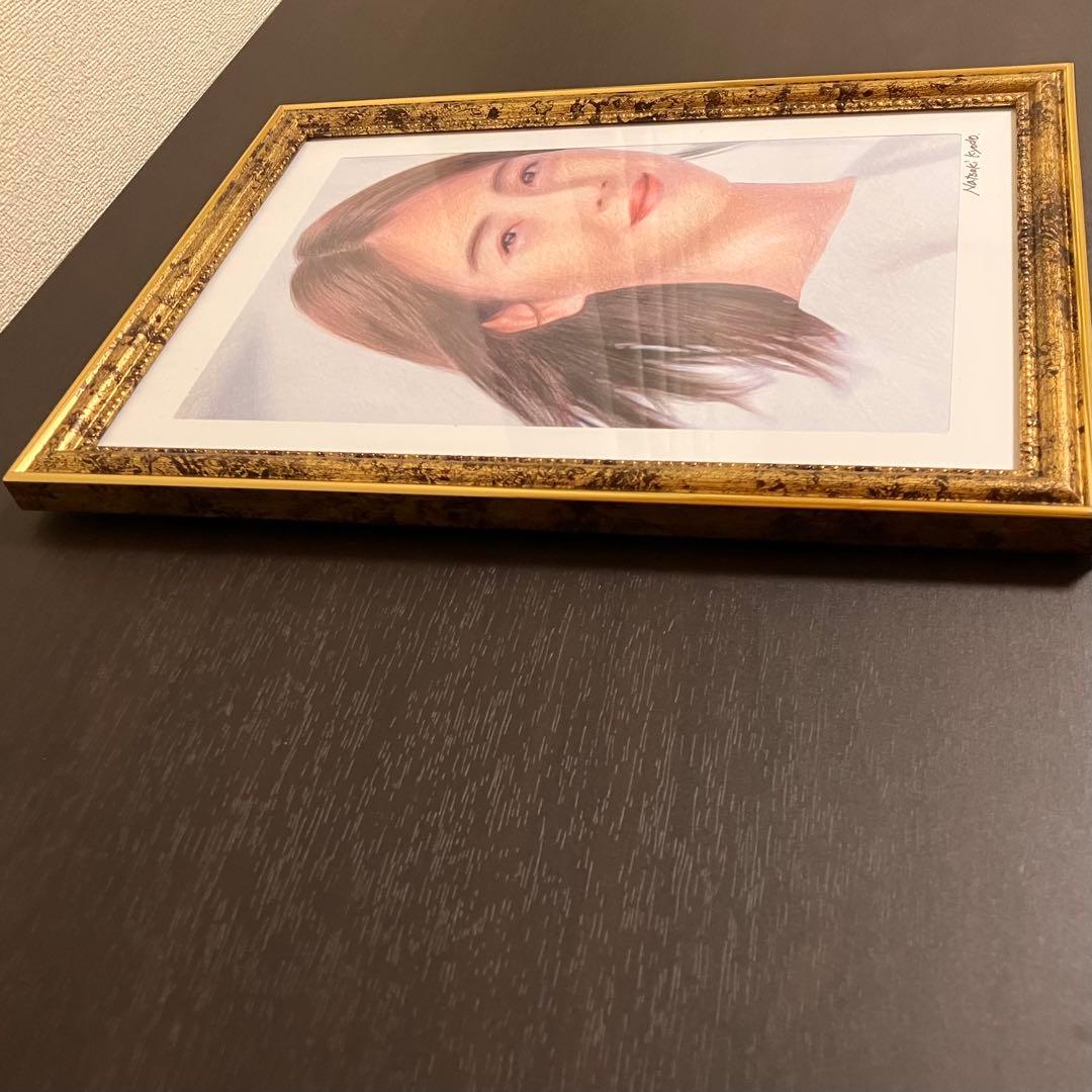 女優画29 額装品　額縁寸法32.7cm×24.0cm　カラー着色　定款付