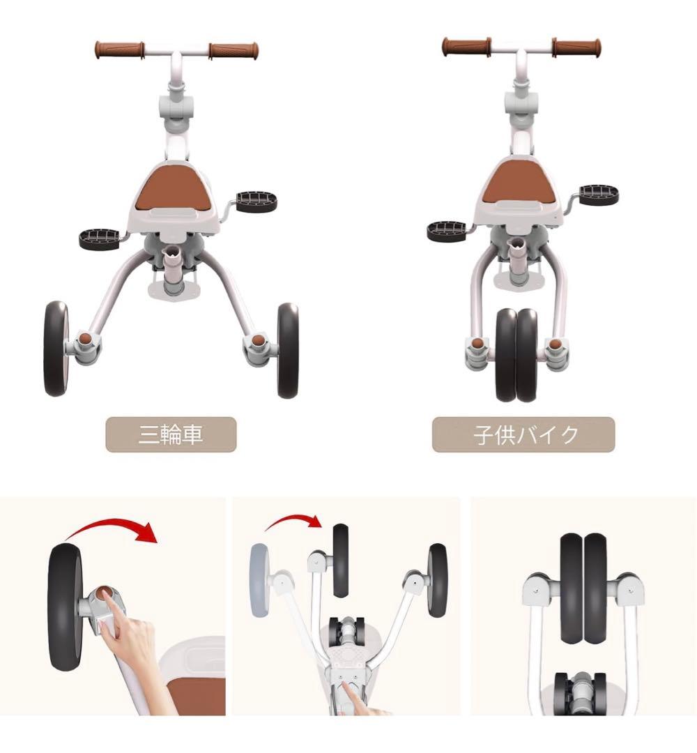 【Bacany】7in1 三輪車 ステップ付き 折りたたみ 手押し棒 コンパクト