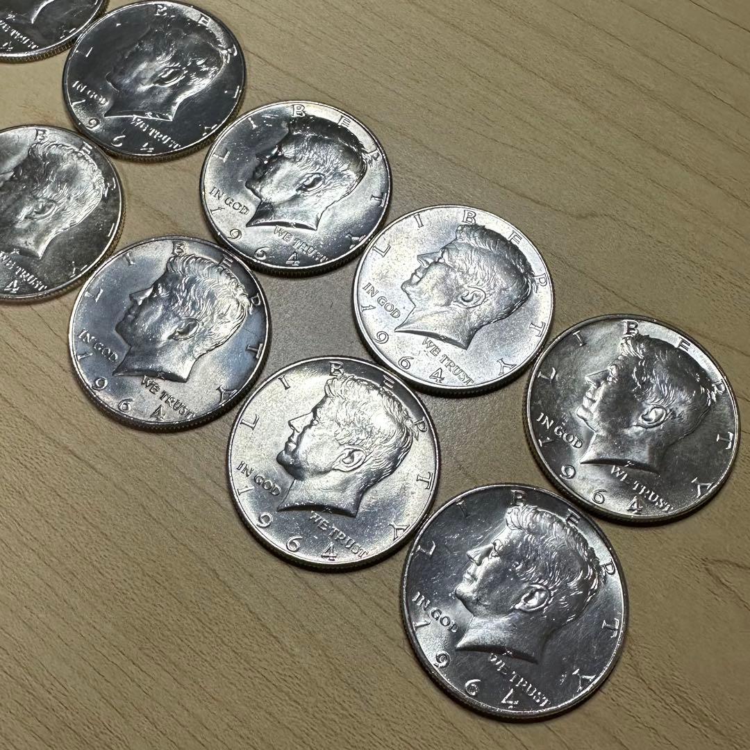 1964年 ケネディ ハーフダラー 10枚 シルバーコイン 銀貨 銀品位90