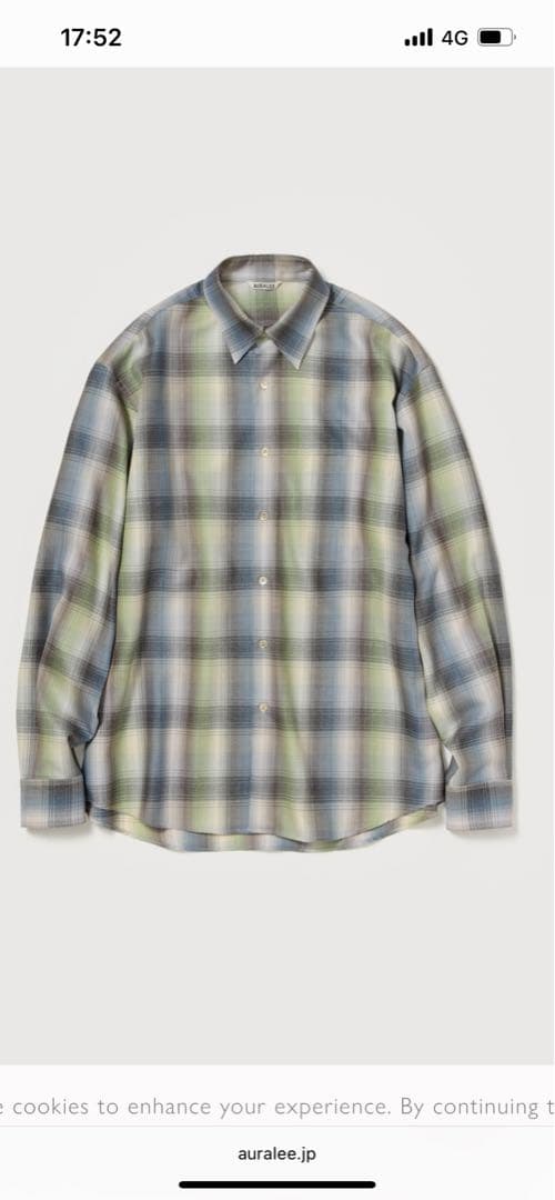トップス AURALEE SUPER LIGHT WOOL CHECK SHIRT 4 AURALEE Beige Super Light Wool Check Shirt Auralee