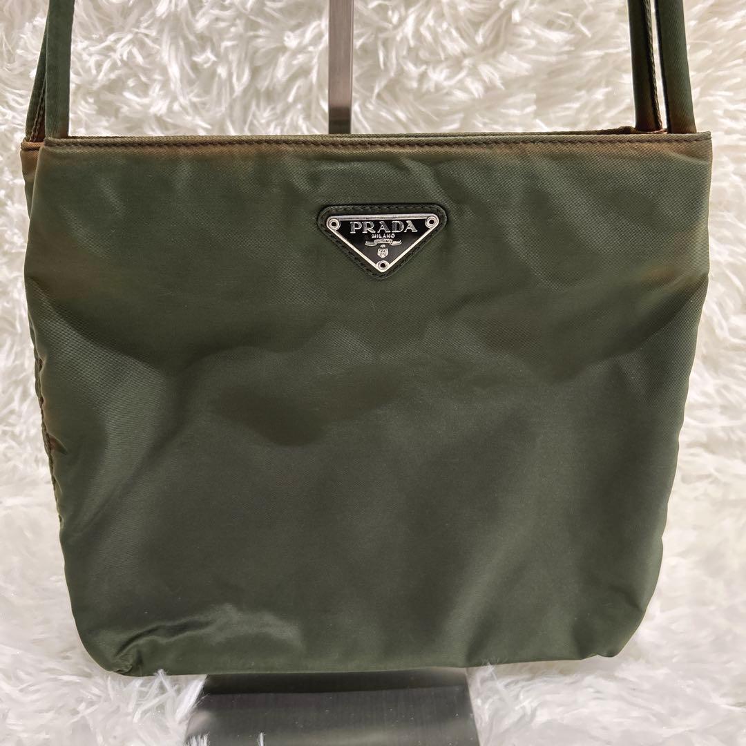 PRADA プラダ テスートナイロン ショルダーバッグ カーキ 三角ロゴ