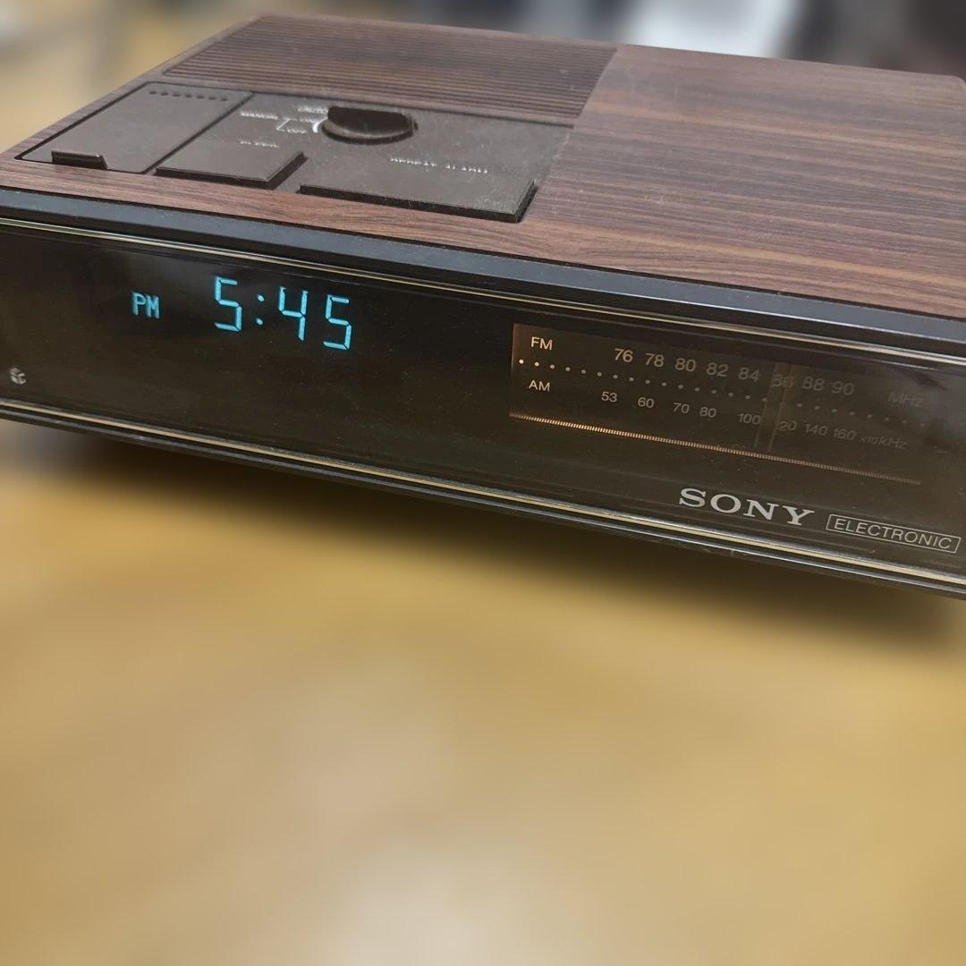 SONY ソニー クロックラジオ時計 ウッド調 ICF-C530 レトロ - メルカリ
