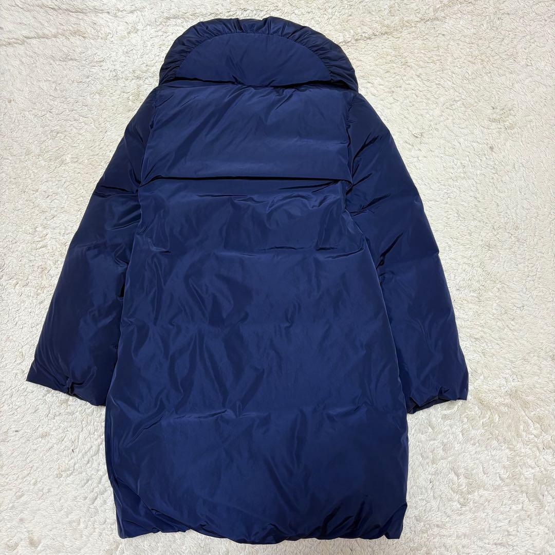 美品 NOBLE ロングダウンコート ネイビー 36 S 小顔見え ノーブル 紺