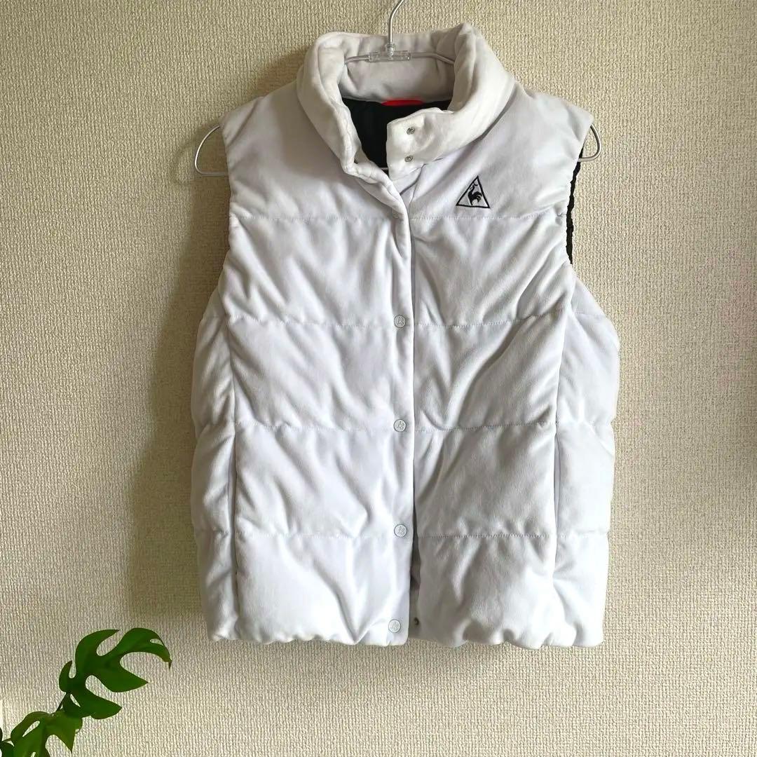 ルコックゴルフ ダウンベスト ホワイト 白 ベロア ゴルフウェア M