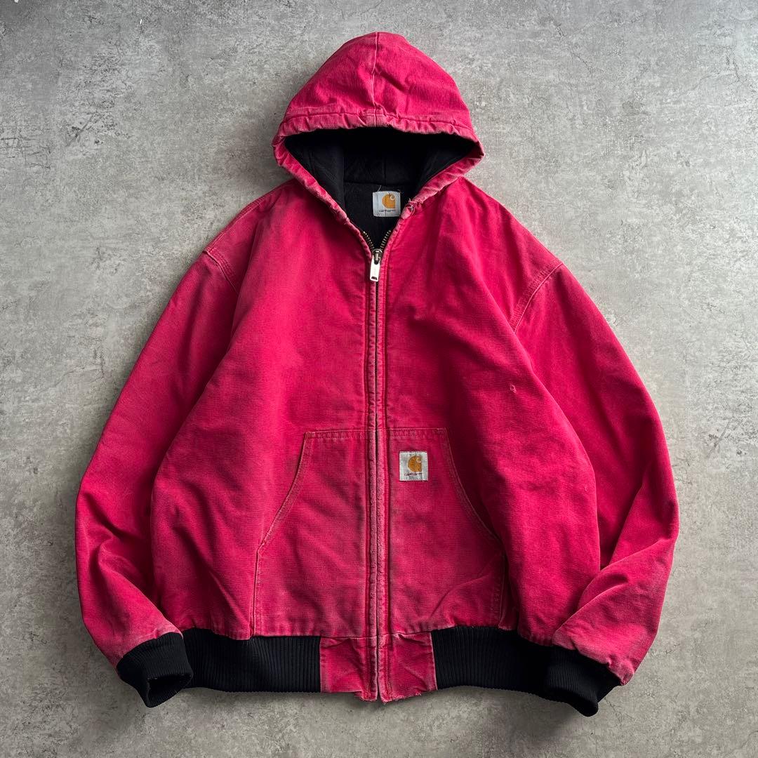00's□carhartt【XL】アクティブジャケット フェード レッド ダック