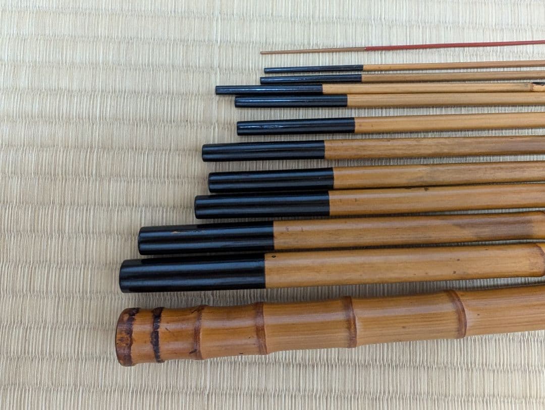 小継ぎ竹竿 銘「竿福」12尺 継ぎ数12本 3本仕舞 40cm