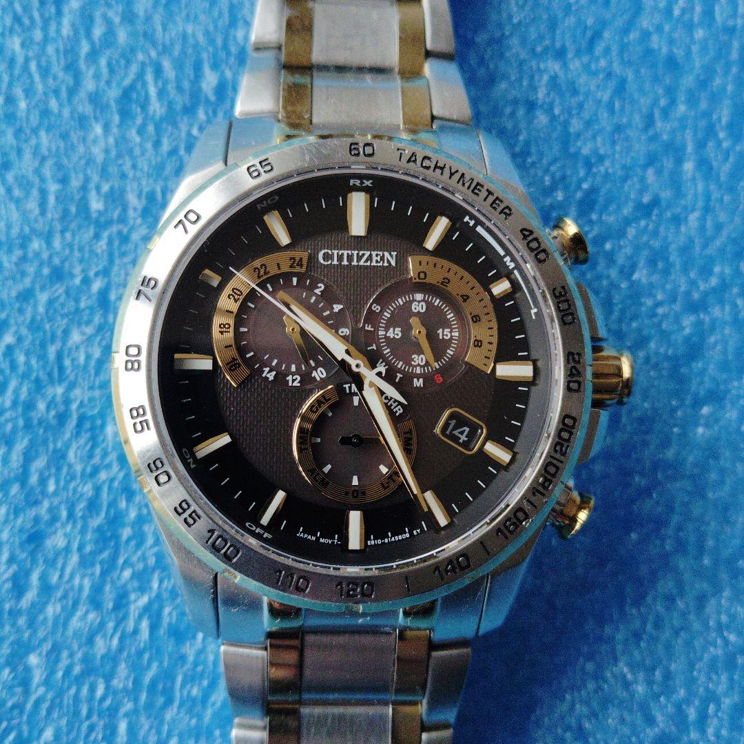 CITIZEN ATTESA電波ソーラークロノグラフ 腕時計 腕回り18㌢ シチズン アテッサ アクトライン ブラックチタン AT8185-62E メンズ