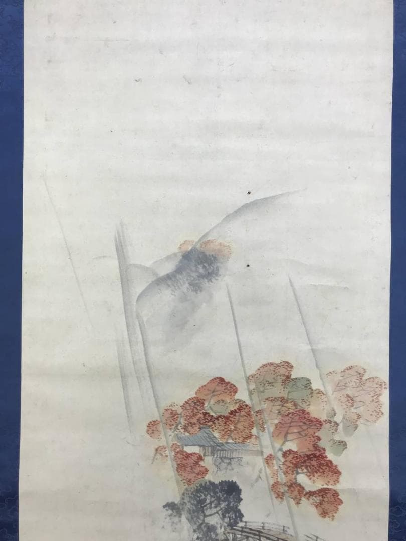 真作/樵渓/高尾紅葉図/秋景山水図/秋山水図/掛軸/名家伝来/AE-10