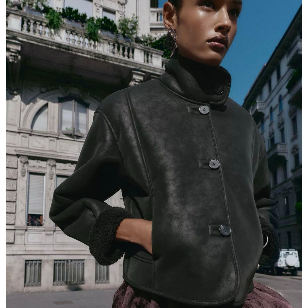 ZARA ダブルフェイスフェイクスエードジャケット 新品 XS ムートン