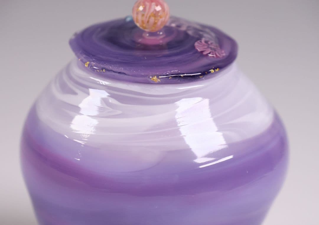 茶道具 船越美智代 ガラス茶入 ギヤマン 硝子 紫 マーブル【CM341