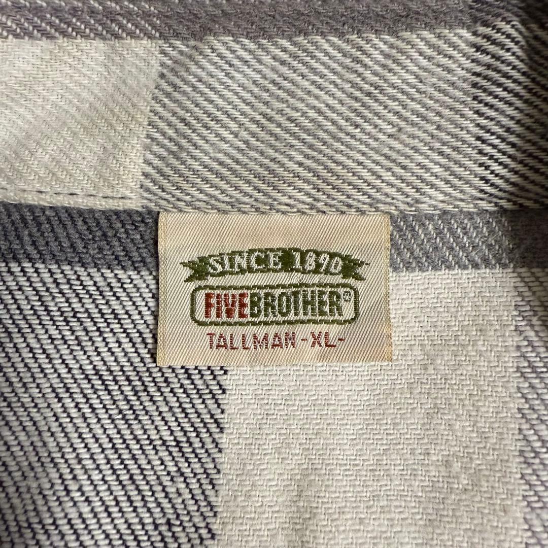 90s FIVE BROTHER 白黒 好配色 ブロックチェック ネルシャツ - メルカリ