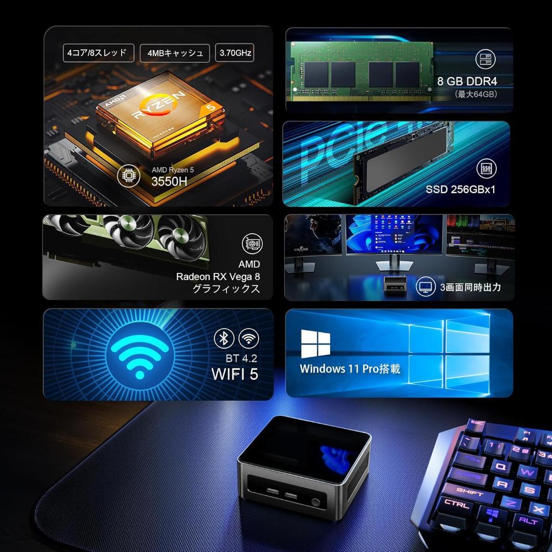 ミニPC AMD Ryzen 5 3550H 4コア8スレッド 限定1個 - メルカリ