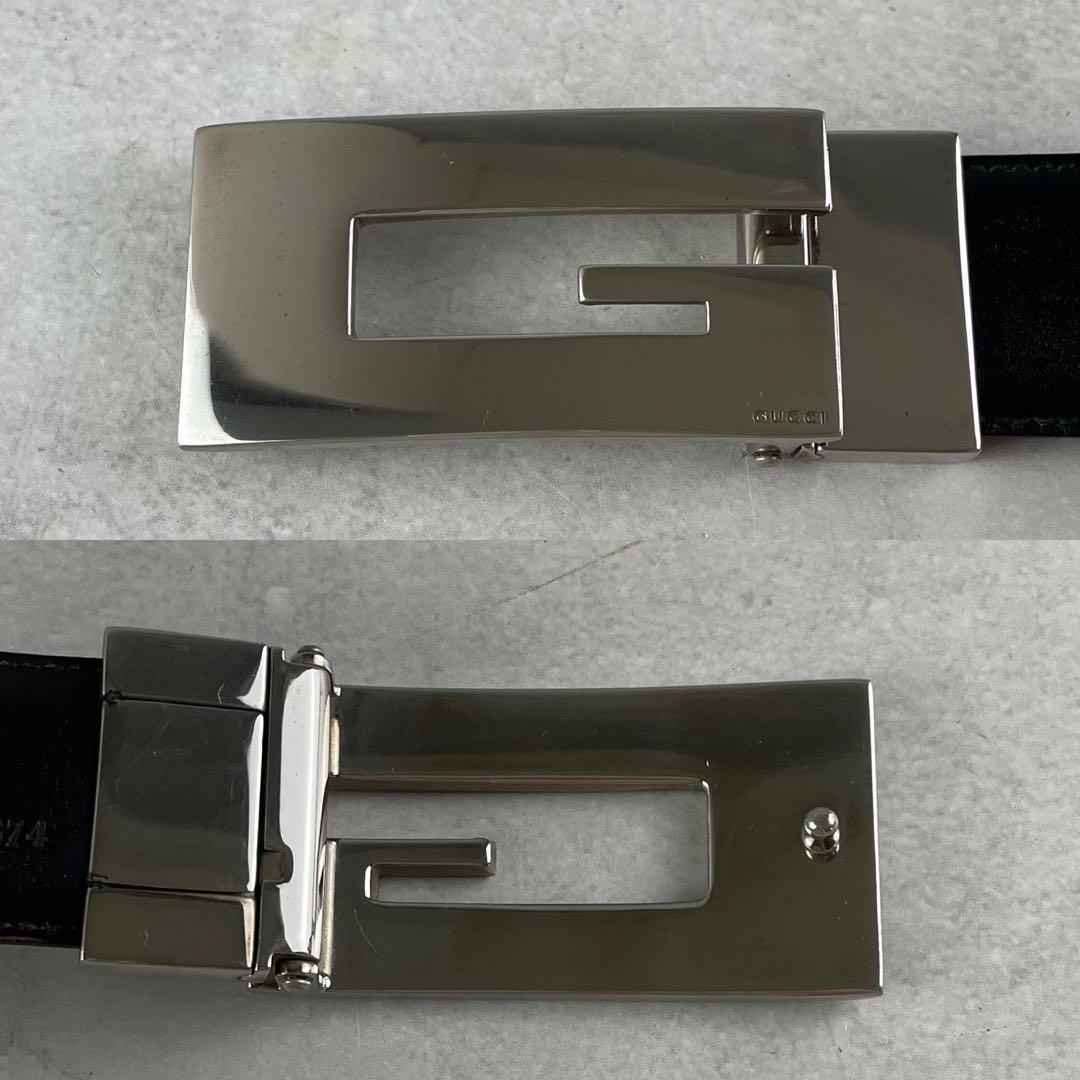 未使用級 GUCCI ベルト リバーシブル レザー スクエアGバックル