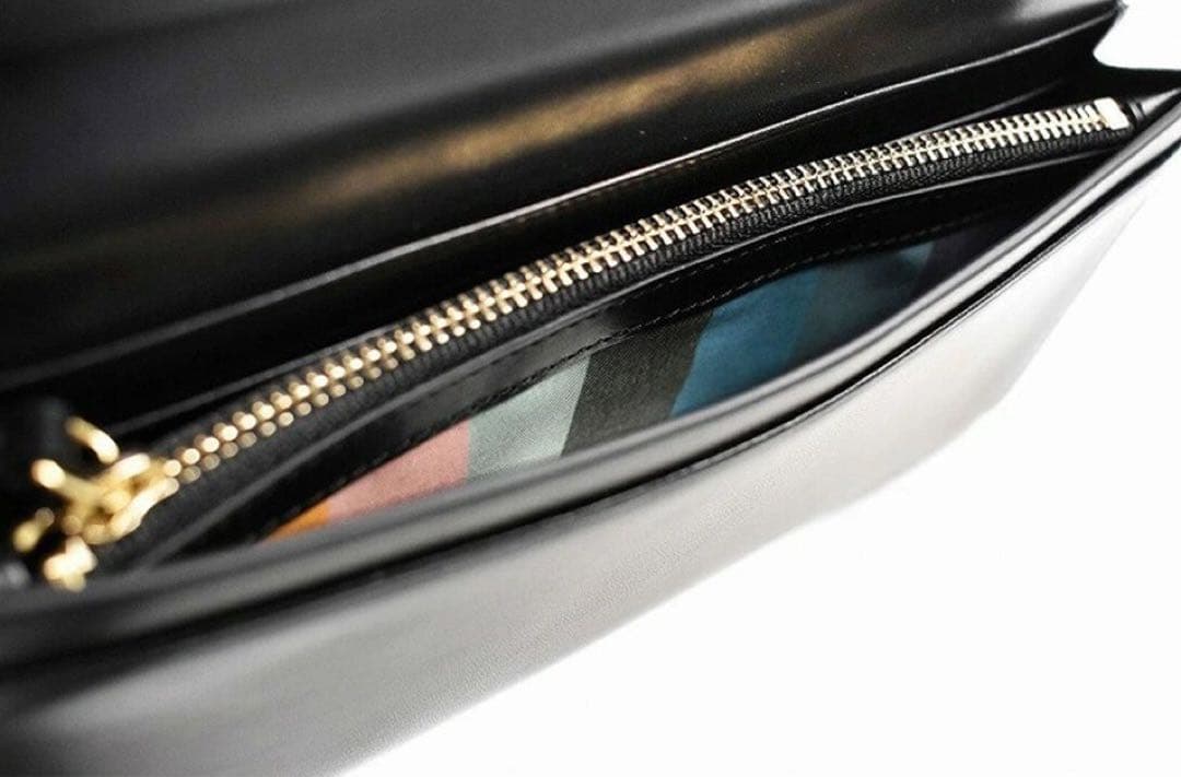 《ポールスミス》新品 ポケット多数 艶のある美しいレザー かぶせ式長財布