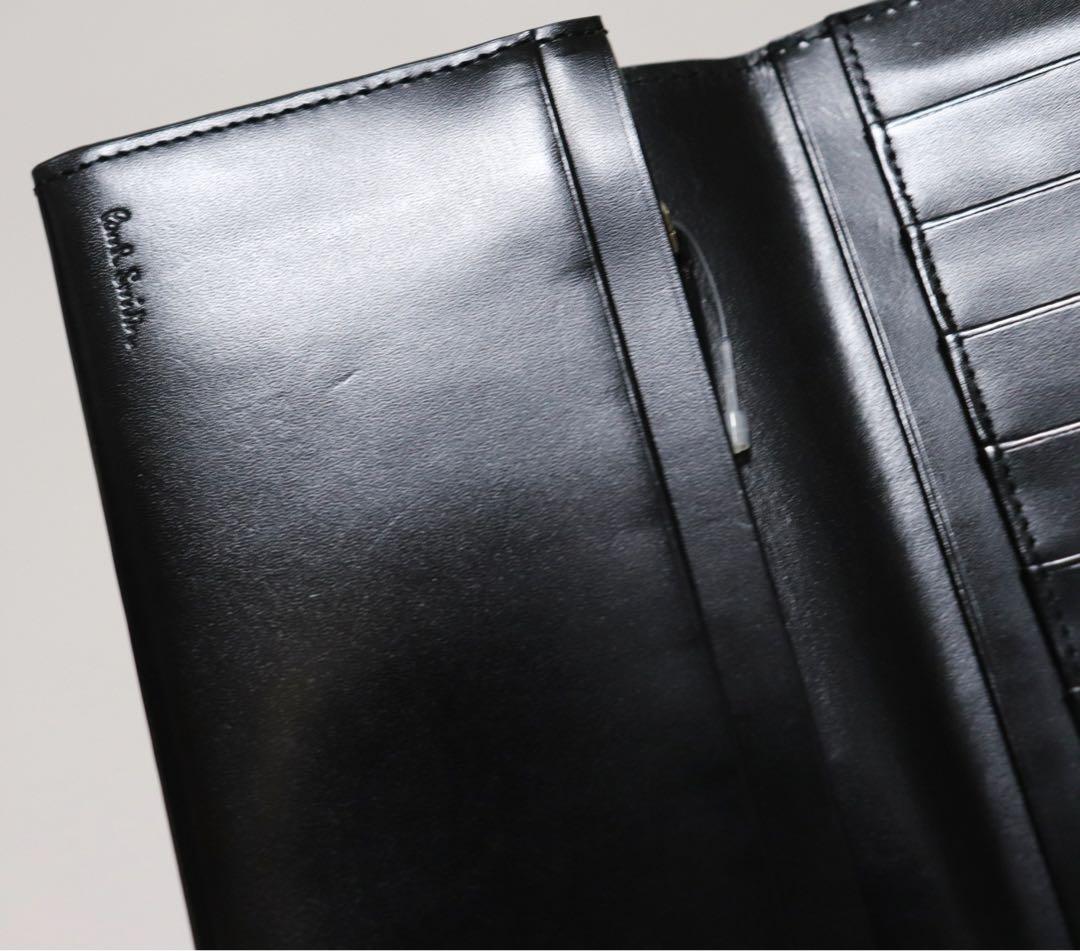 《ポールスミス》新品 ポケット多数 艶のある美しいレザー かぶせ式長財布