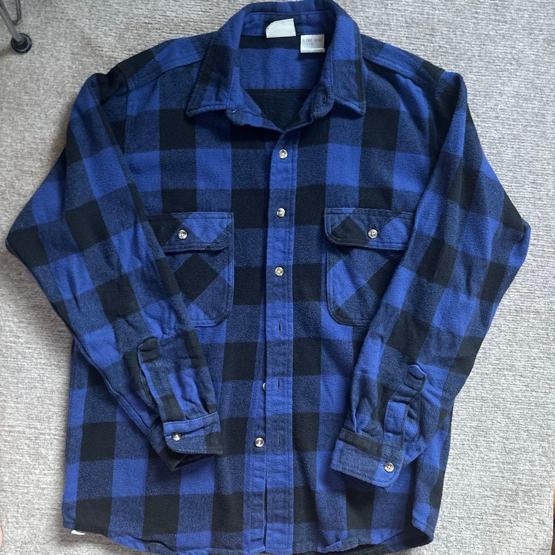 FIVE BROTHERS 青黒チェックネルシャツ Lサイズ FIVEBROTHER（ファイブブラザー） ネルシャツ ヘビーフランネル 長袖
