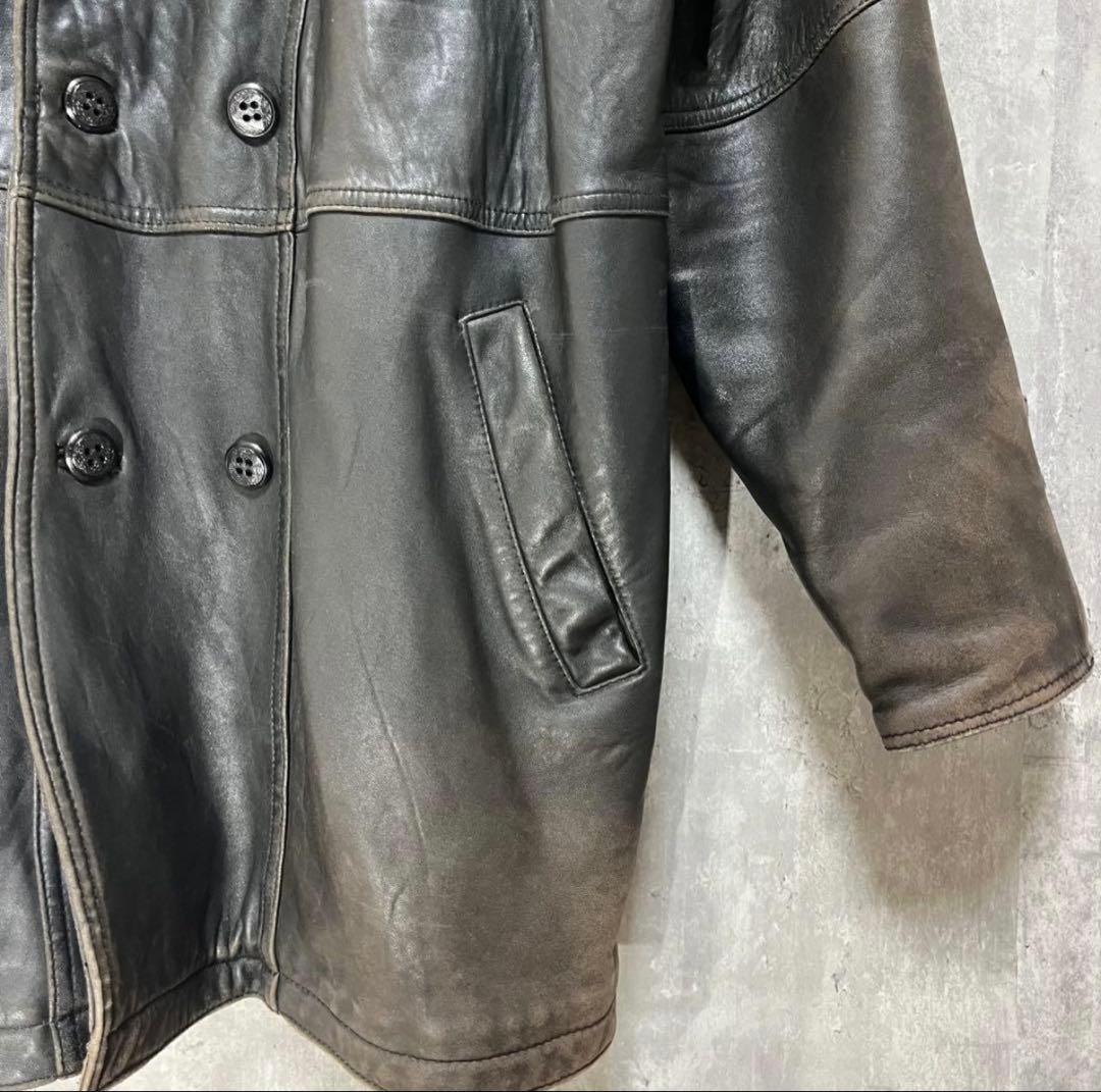 90s 羊革 ダブル レザージャケット L 黒 ラムレザー ペイズリー - メルカリ