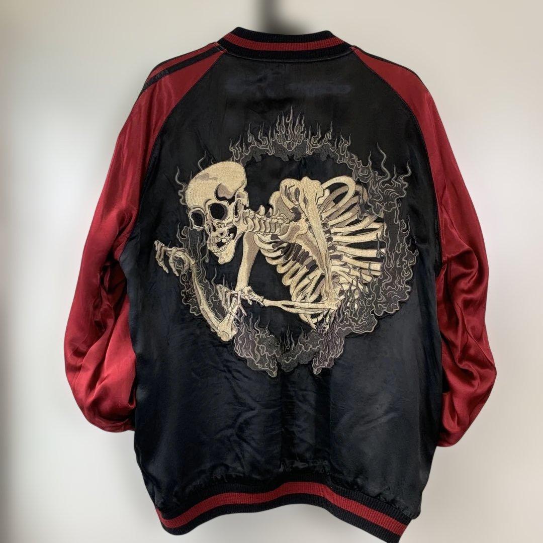 傑作 花旅楽団 SCRIPTスクリプト リバーシブル スカジャン 獅子 髑髏