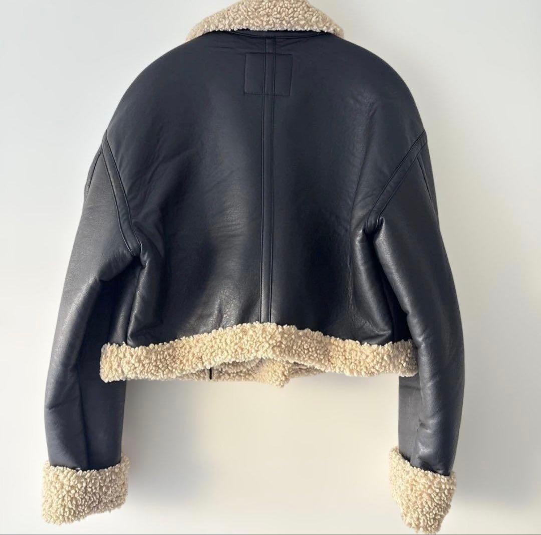 ZARA ダブルフェイスジャケット ショート丈 ライダース ムートン