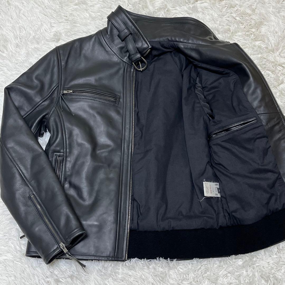 美品✨リューグーレザーズ シングルライダース カウレザー ブラック 重厚感 Liugoo Leathers 本革 プロテクター付シングルライダースジャケット