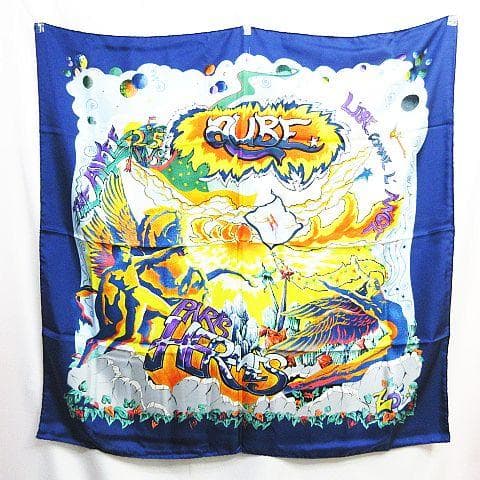 ※激レア 未使用箱付 エルメス カレ90 アルフィー 25周年 大判スカーフ 紺 □エルメス□ スカーフ カレ90「 THE ALFEE AUBE」 スカーフ シルク