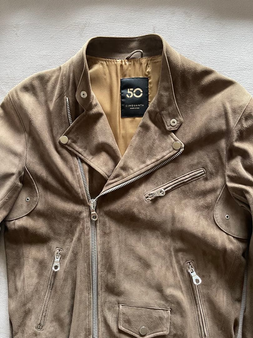 美品】CINQUANTA “48” スエード スタンドカラー ライダースJKT