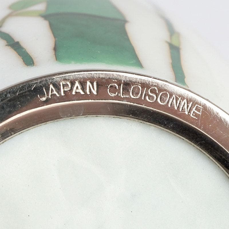 七宝焼 白地竹文 花瓶 時代箱 V 9506