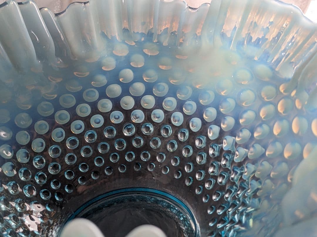 フェントン ブルーオパルセント ホブネイル ラージフリルボウル お