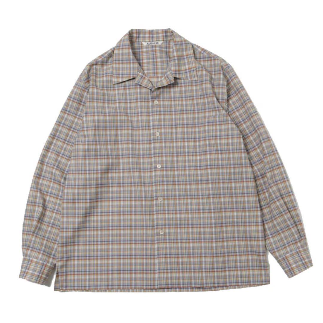 トップス AURALEE WASHABLE SUPER LIGHT WOOL CHECK Auralee Super Light Wool Check Shirt in Blue Green Check Curated